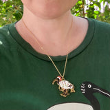 Christmas Ibis Hard Enamel Necklace